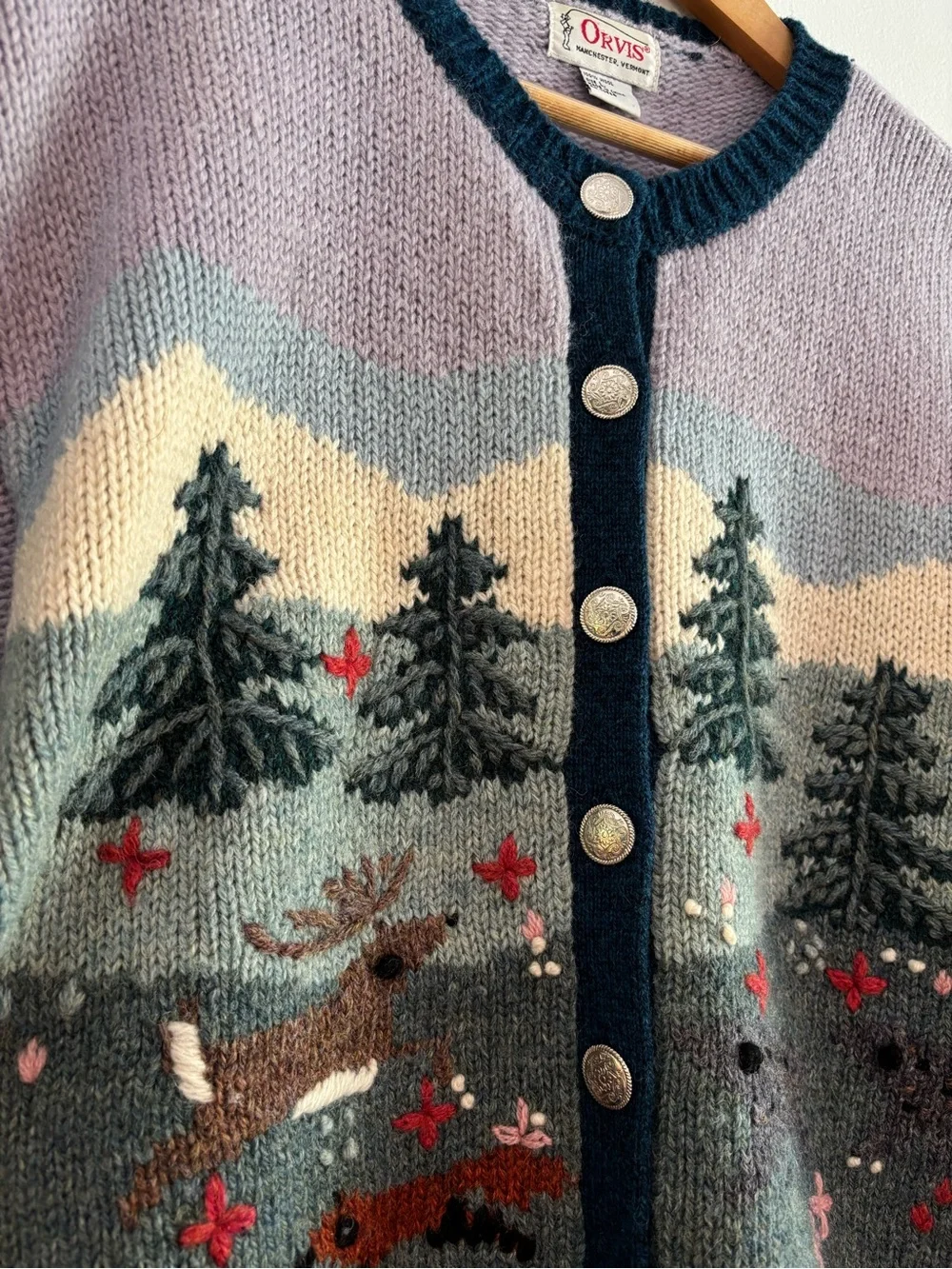 Orvis Woodland Trout Wool Sweater Cardigan - Picture 2 of 6